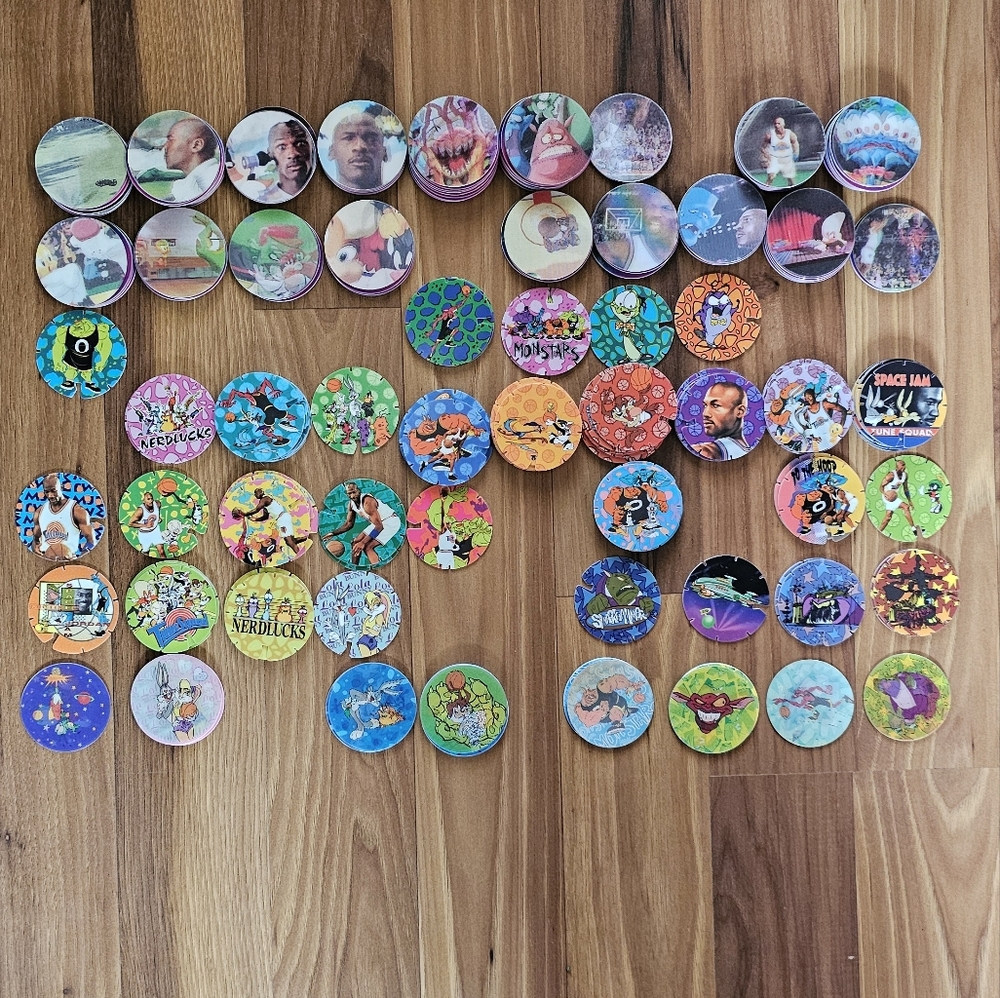 Large Lot Of Space Jam Tazos / Pogs Vintage 1996